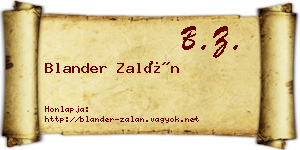 Blander Zalán névjegykártya